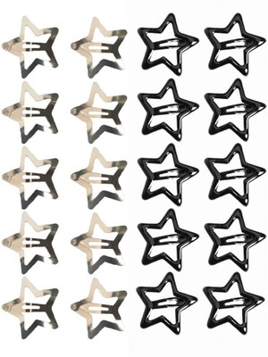 Rinpoche star clip 5pc black & 5pc silver Tic Tac Clip(Silver, Black)