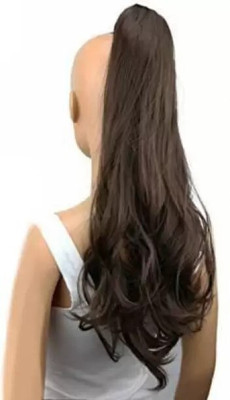 Rizi Wavy Drawstring Ponytail Long Soft Silk Fibers Natural Look Brown Color m26a Braid Extension(Brown)