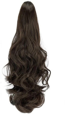 Rizi Wavy Drawstring Ponytail Long Soft Silk Fibers Natural Look Brown Color m47a Braid Extension(Brown)