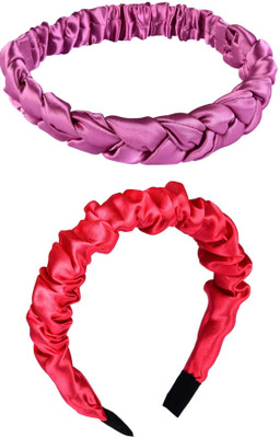 Munavi Elastic Rubber Hair Band hair combo(Pink, Red)