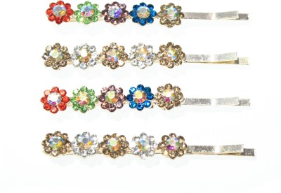 La Belleza multicolor flower hair pin pack of 4 Hair Pin(Multicolor)