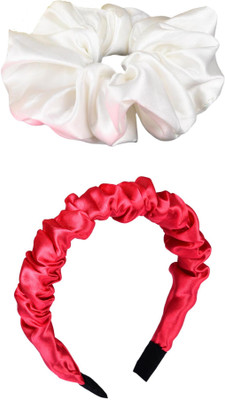 Munavi Elastic Rubber Hair Band hair combo(White, Black, Red, Red)