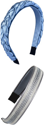Munavi Elastic Rubber Hair Band hair combo(Blue, Grey)