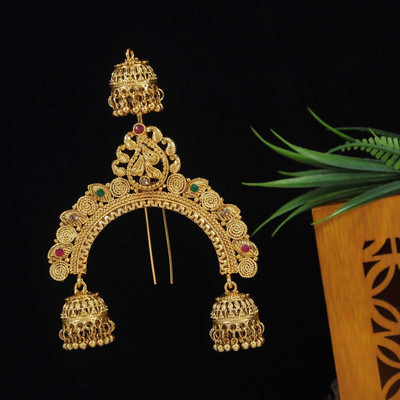sharneshwar Gold plated Juma Vani m borda koppa Hair Brooch juda Pin For Women hair combo(Gold)