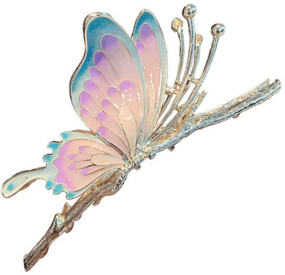 AshandRoh Butterfly Hair Claw Clips for Women Metal Butterfly Sparkly Hold Hair Jaw Clips Hair Claw(Purple)