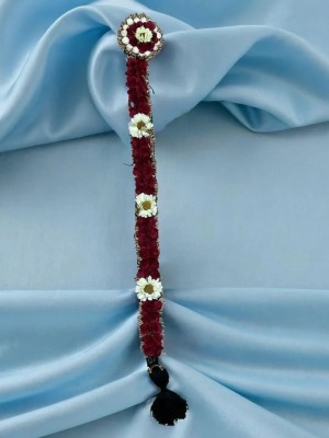 VAGHBHATT Bharatanatyam Savaram & Kunjalam Kemp Ready Jada Choti Set For Women Hair Ties Hair Accessory Set(Maroon)