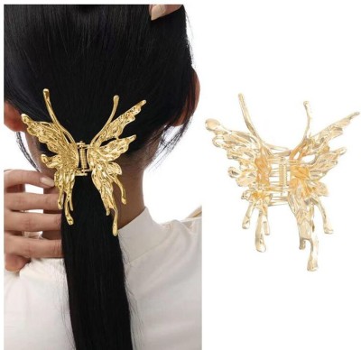 savita collection New Metal Butterfly Hair Claw Nonslip Silver Hair Clamps Perfect Jaw For Women Hair Claw(Gold)