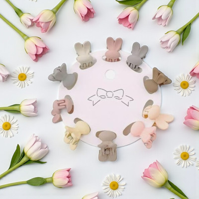 Freebies Pack of 100 Multicolor Bunny Hair Clips for Girls & Women - Mini Claw Clutcher Hair Clip(Multicolor)