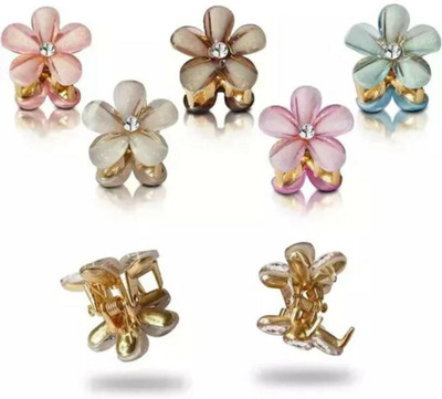 cinex Multi Colors Pearls Clutcher 6 Pies For Girls and Women Hair Accessories Hair Claw(Multicolor)