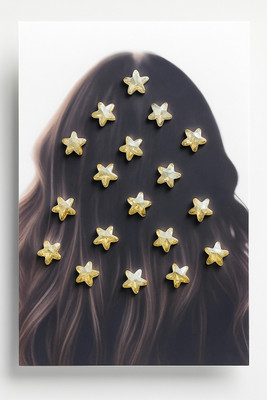 TressAura Star Gold Hair Stickers Hair Tattoo/Sticker(Multicolor)
