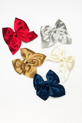 kalyani Shimmer Luxe Satin Bow Hair Clip For Girls (Any 4) Hair Clip(Multicolor)