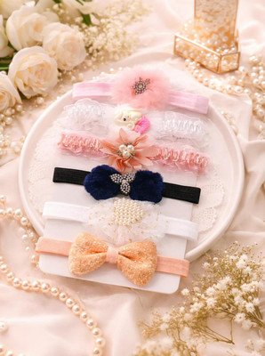 Myra Collection elastic Ribbon hair accessory for girls set 6 PCS Head Band(Multicolor)