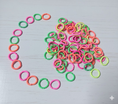 Monvessa Colorful Hair Rubber Bands for Baby & Kids | 100Pcs Cotton Elastic Hair Ties Rubber Band(Multicolor)