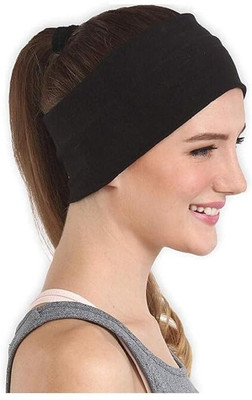 Tough Headwear Workout Headband for Men and Women Wide, Moisture Wicking and Non-Slip Exercise Head Band(Black)