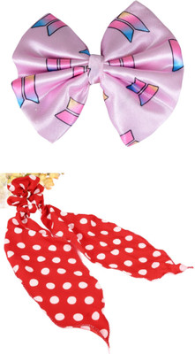 Munavi Elastic Rubber Hair Band hair combo(Pink, Red)