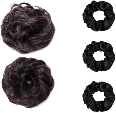 Sharum Crafts Messy Jalebi 2Pc & Scrunchie Black 3pc Hair Clip(Multicolor)