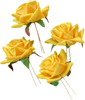 Be trendy For Elegant floral hair brooch for women and girls. Hair Accessory Set(Yellow)