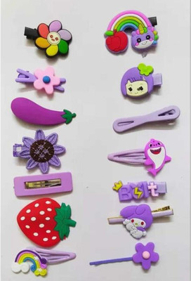 house of common Baby Purple colour Hair Clips Pack of 14 Hair Clip Hair Clip(Purple)