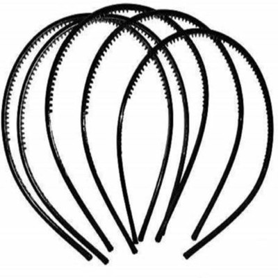 Sharum Crafts Pack of 5 Black Plain Craft Plastic Hairbands with Teeth Plastic DIY Hair Band for Girls, Women for Work Office School(0.3 cm) Hair Band (Black) Hair Band(Black)