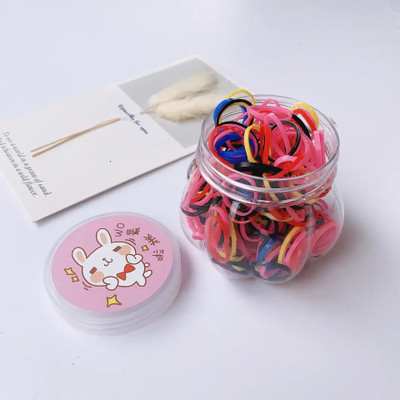 Sparkling Dazzle Premium Quality Unisex Daily Use Cute Little Bottle with Colorful Disposable Hair Ties Ponytail Soft Elastic Rubber Hair Band (200 Pcs)- (Set of 1) (Multicolor 2) Rubber Band(Multicolor)