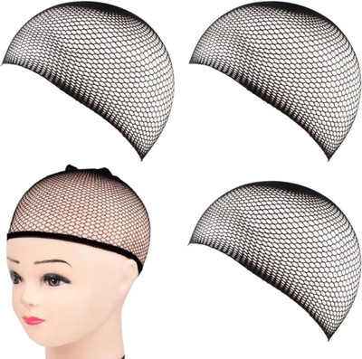 sparkal Free size Hair Mesh Net Cap For Wig Black Pack of 4 Hair Accessory Set(Black)