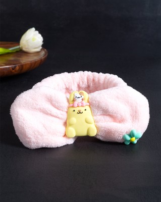 GOLDEN PEACOCK Cute Yellow Bear and Bow knot Shape Stylish Ultra Soft Fur Headband For Girls Head Band(Pink)