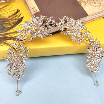 Rose Petals Hair Tiara Bridal Headband Hair Accessories for Women,Girls Wedding Jewellery Hair Chain