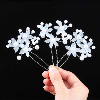 Fascinating Bridal Wedding Hair Pins Clip Silver Sparkly Rhinestones Flower Hair Pin(Silver)