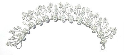 La Belleza white crystal pearl new tiara Hair Accessory Hair Pin(White)