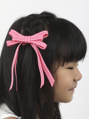 Arendelle Grossgrain Ribbon Long Tail Petite Hair Bow in Baby Pink for Girls Hair Clip(Pink)