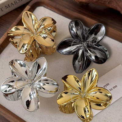 locklux Korean Stylish Metallic Trendy Flower Clutcher Girls&Women Fancy Cute Party Clip Hair Claw(Multicolor)