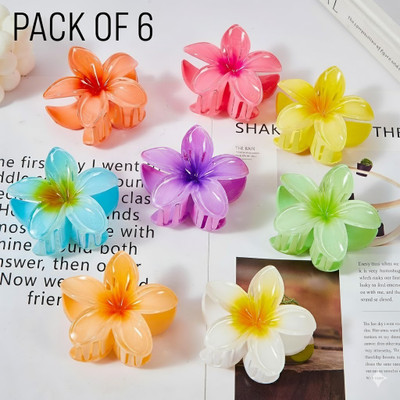 Prityka Beauty Floral Hair Claw Clip Clutcher Strong Hold Nonslip Clamps For Women 6p Hair Claw(Multicolor)