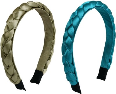 NNR Satin Silk Braided Hair Bands(Pack of 2) Unbreakable, Flexible Accessory Head Band(Copper, Turquoise)