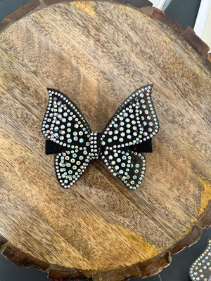 Radhya Accessories Rhinestone Butterfly Hair Clip (Pack of 1) Delicate Stone Studded Butterfly Hair Clip(Black)