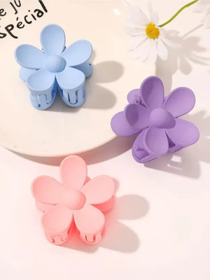 Aayra Pack of 3 Pcs Matte flower clutcher flower clip Hair Clutcher Claw Clip Clutch Hair Claw(Purple)