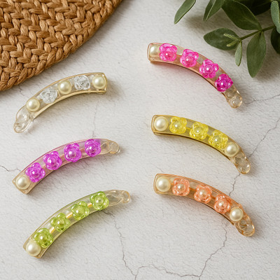 kalyani Floral Pearl Designer Hair Clip Set for Women & Girls ( Any 4 ) Banana Clip(Multicolor)