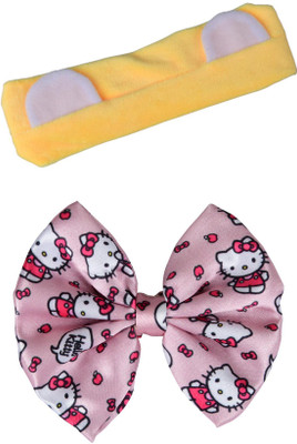 Munavi Elastic Rubber Hair Band hair combo(Yellow, Pink)