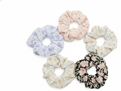 Monvessa Printed Hair Scrunchies for women And Girls Rubber Band (Multicolor) Rubber Band(Multicolor)