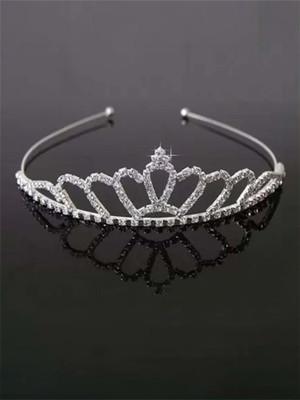 Myra Collection Silver Big Rhinestones & Zircons Princess Crown for Girls Head Band(Silver)