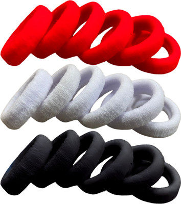 Direct Harvest Hair Rubber Band combo 18 pieces 6 White, 6 Black, 6 Red Rubber Band(Multicolor)
