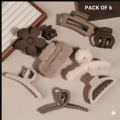 Prityka Beauty Hair Claw Clips Non-slip Big Matte Claws for Women 6p Hair Claw(Multicolor)