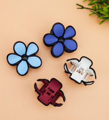 CARTLOG Pack of 4 Flower Hair Clip for Women | Matte Pastel Hair Clips Hair Claw(Multicolor)