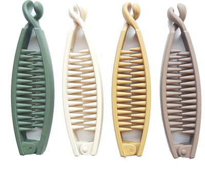 BIRDWARE Big-Size Acrylic Material Banana hair Clips For Women (Multi Color, Pack Of 4) Banana Clip(Multicolor)