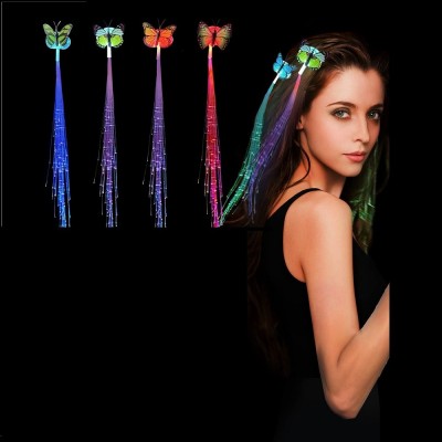 MUSVUZA Hair Flash Braid Light Up Butterfly Flashing Fashion Light Up Hair Pin(Multicolor)