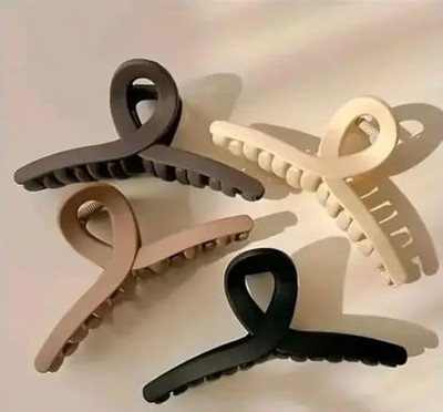 Prityka Beauty Korean Matte Claw Clips for Women Girls NonSlip Strong Hold Jaw Clamp 4pc Hair Claw(Multicolor)