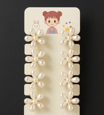 Monvessa Pearl Flower Mini Hair Clutcher for Women & Girls |Trendy Hair Clip (Pack of 10) Hair Clip(White)