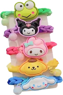 NAVMAV Set of 5 Cute Cartoon Hair Ties Ponytail Holders Teens Toddlers/Kids Girls Hair Rubber Band(Multicolor)