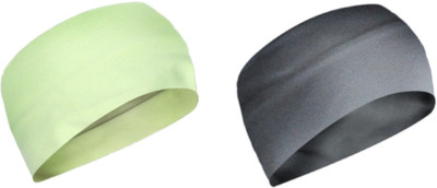 PAROPKAR Tie Headband Sports Elastic Tie Sweatband Wicking Tie Hair Wrap Head Band(Green, Grey)