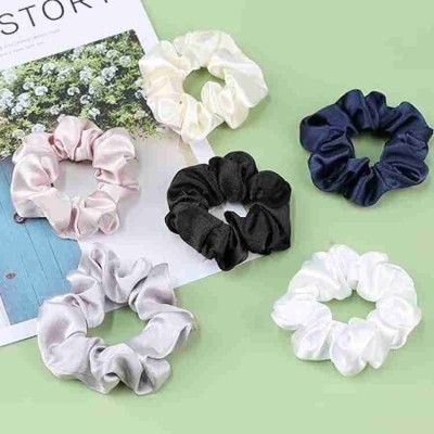 RimR Silk Satin Scrunchies Medium Rubber Band(Multicolor)