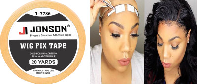 WIGHIGH Strong Jonson Yellow Cloth 20 Yard Tape Uses Wig/Patch/Toupee Hair Accessory Set(Yellow)